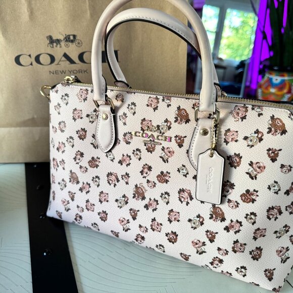 Coach Georgia Satchel Bag – Limited Edition Rose Floral Print Gold/Blush – NWT - Picture 1 of 16